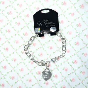 Grace Silver Initial Heart Bracelet